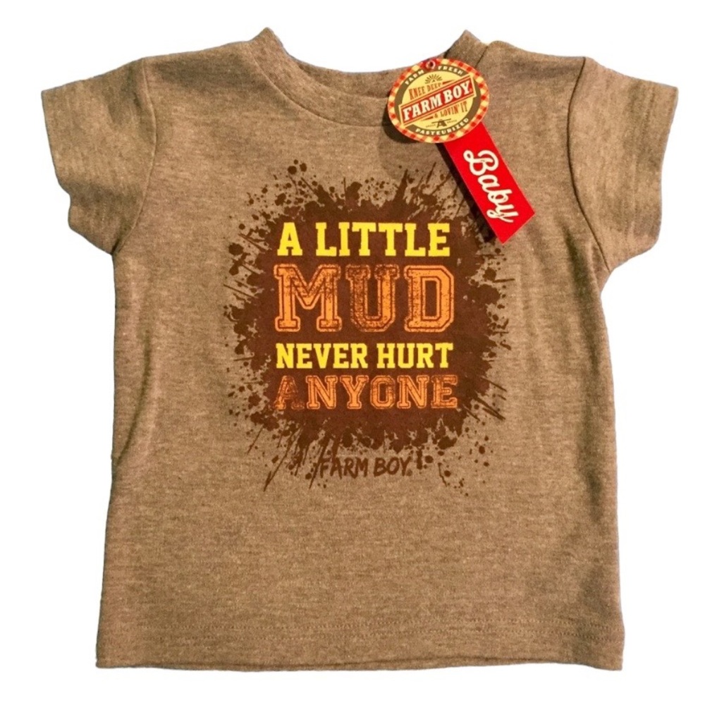 Farm Boy Brand 18 Months Gray Short Sleeve A  Little Mud Tee